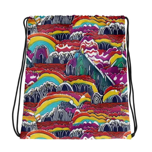 Chromatic Waveform on a Drawstring Bag