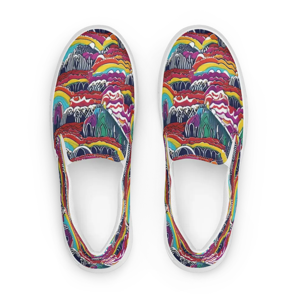 Chromatic Waveform on Women's Slip-On Canvas Shoes — Front