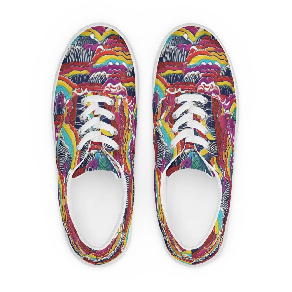 Chromatic Waveform on Men's Lace-Up Canvas Shoes — Front