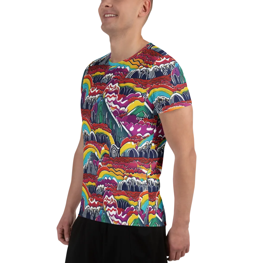 Chromatic Waveform on Men's Athletic T-Shirt — Left
