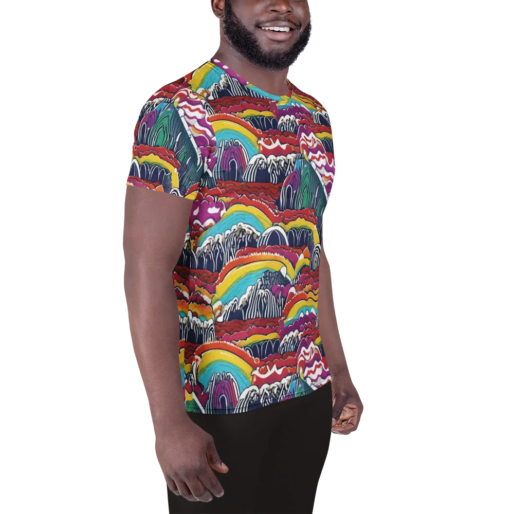 Chromatic Waveform on Men's Athletic T-Shirt — Right