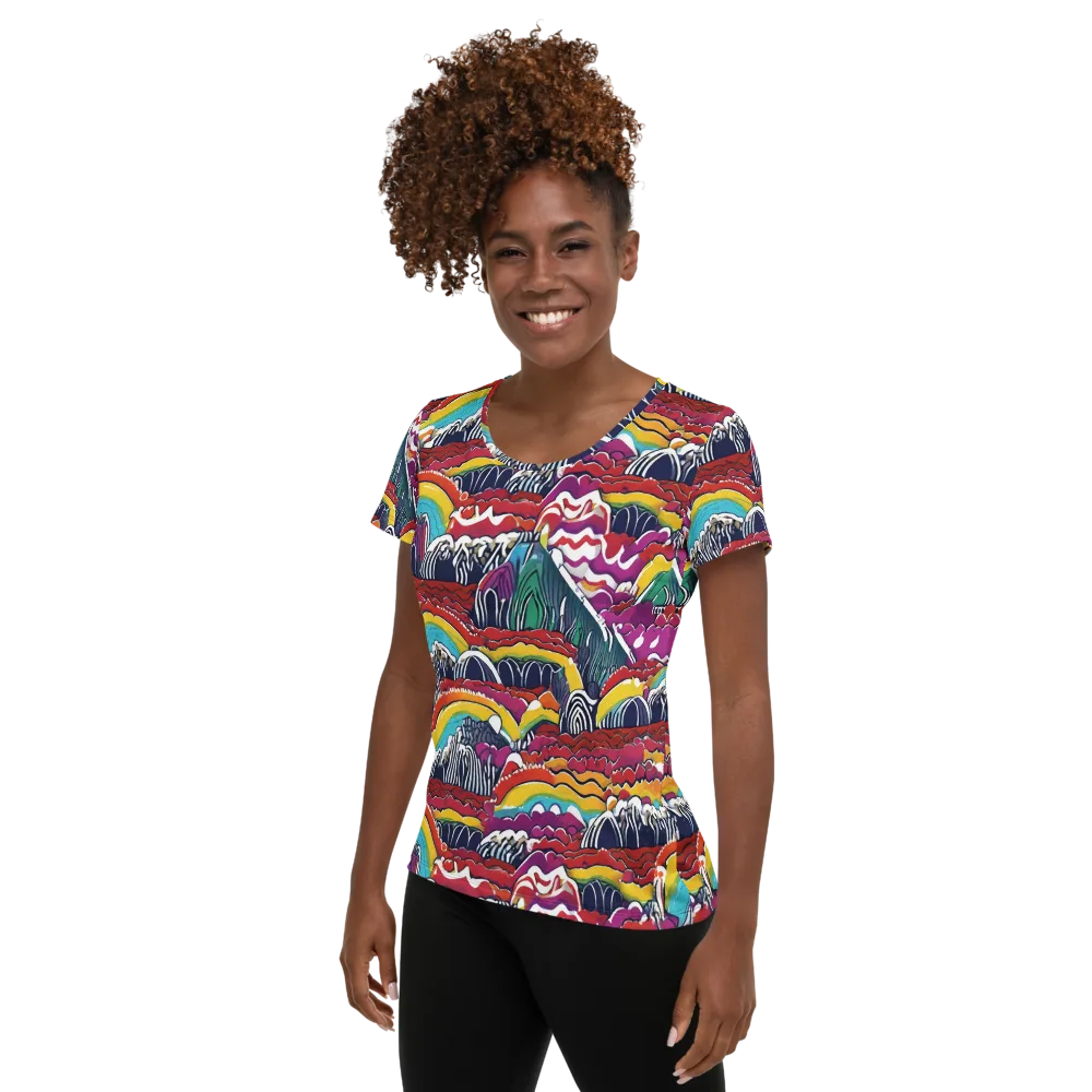 Chromatic Waveform on Women's Athletic T-Shirt — Left