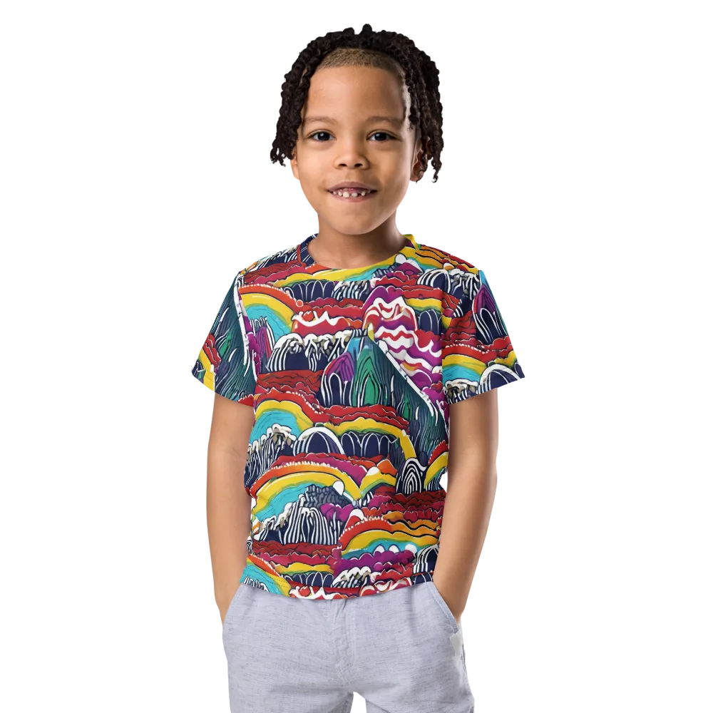 Chromatic Waveform on Kids Crew Neck T-Shirt — Front