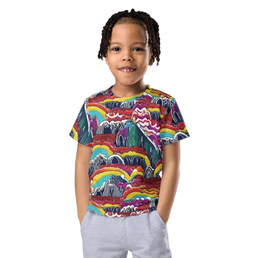 Chromatic Waveform on a Kids Crew Neck T-Shirt