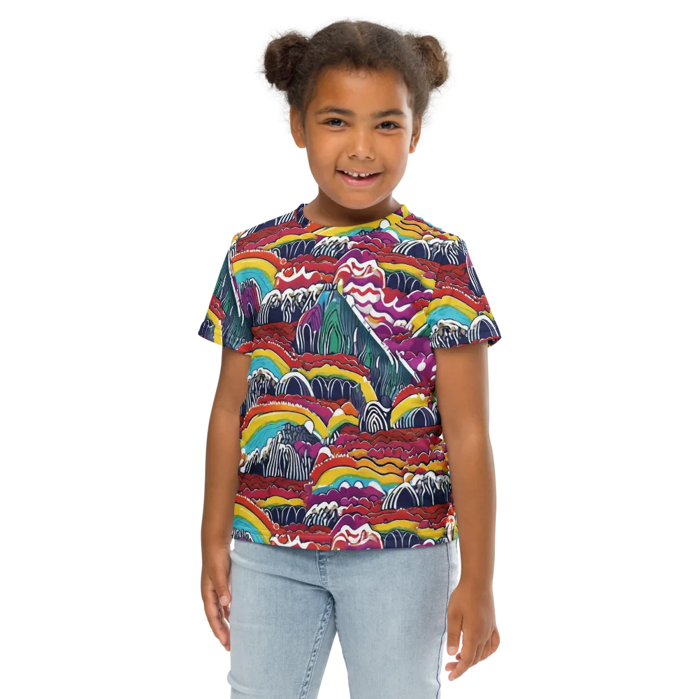 Chromatic Waveform on Kids Crew Neck T-Shirt — Front