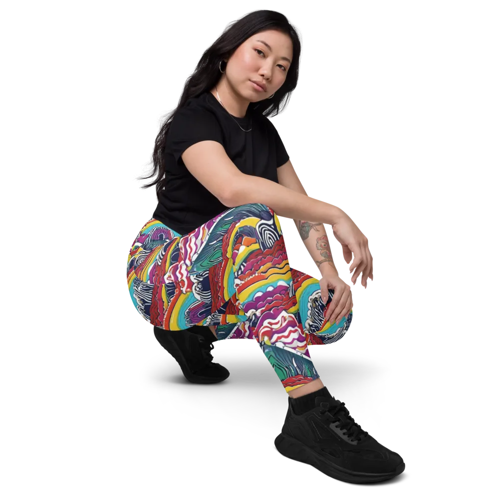 Chromatic Waveform on Leggings with Pockets — Right Front