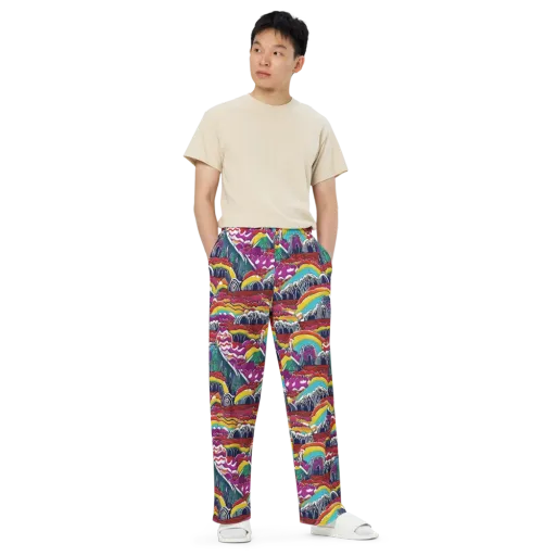 Chromatic Waveform on a Wide-Leg Pants