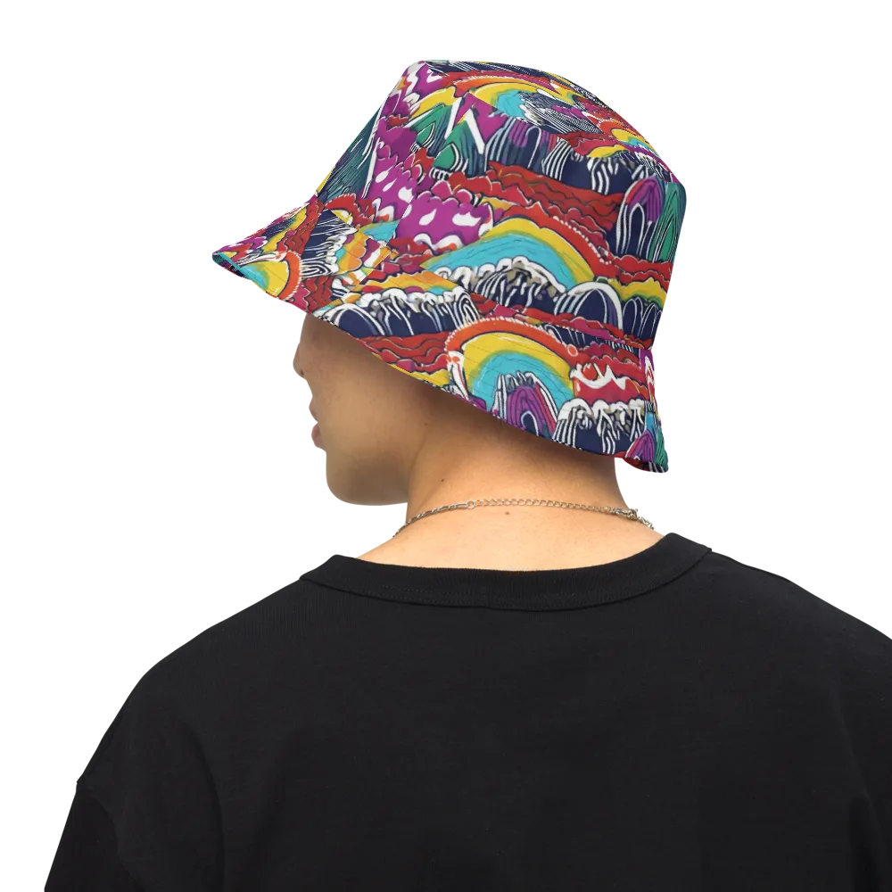 Chromatic Waveform on Reversible Bucket Hat — Back Inside