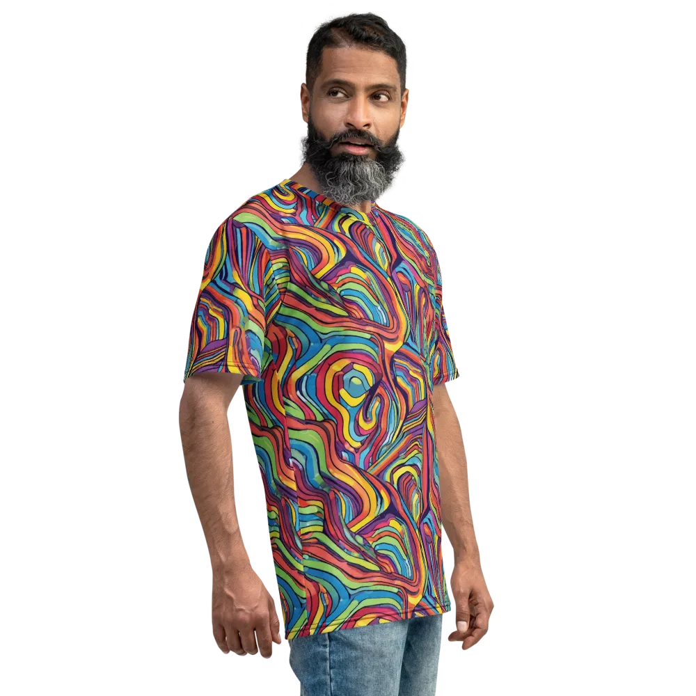 Chromatic Topography on Men's Crew Neck T-Shirt — Right