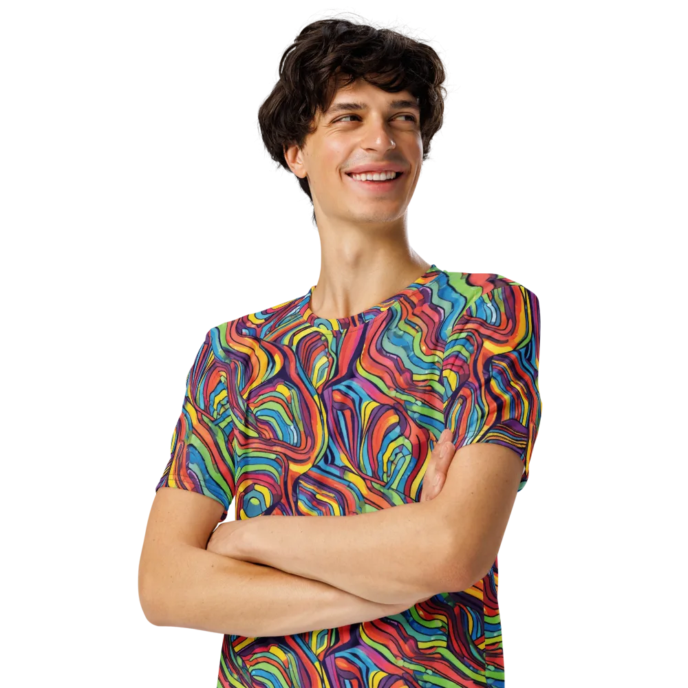 Chromatic Topography on Men's Crew Neck T-Shirt — Left Front