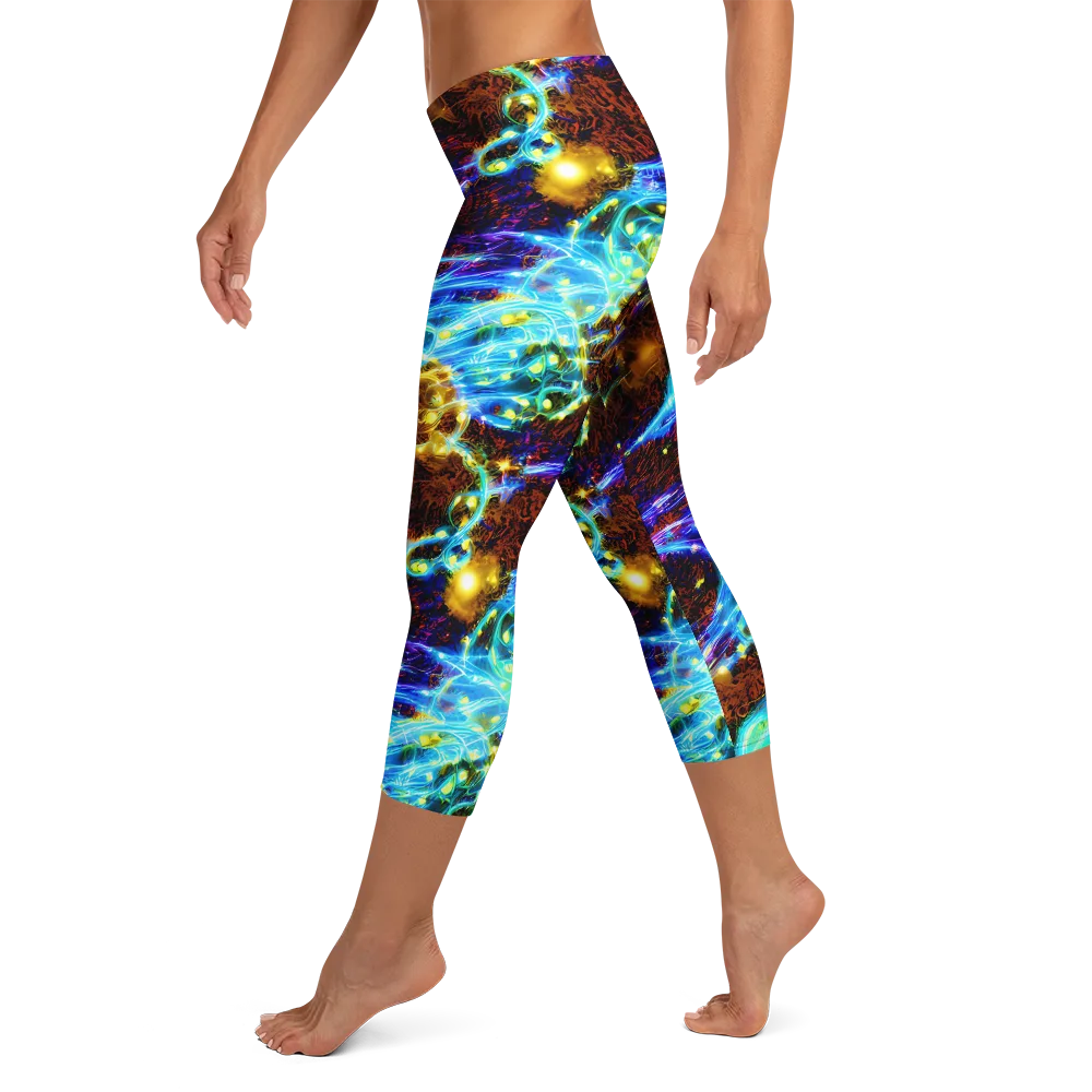 Neon Füssli on Capri Leggings — Left