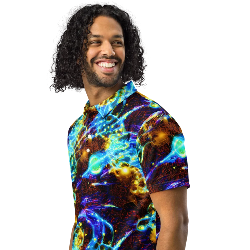 Neon Füssli on Men's Slim Fit Polo Shirt — Left Front