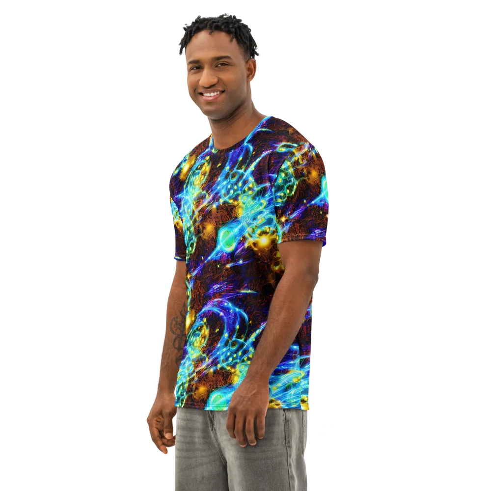 Neon Füssli on Men's Cotton Crew Neck T-Shirt — Left Front
