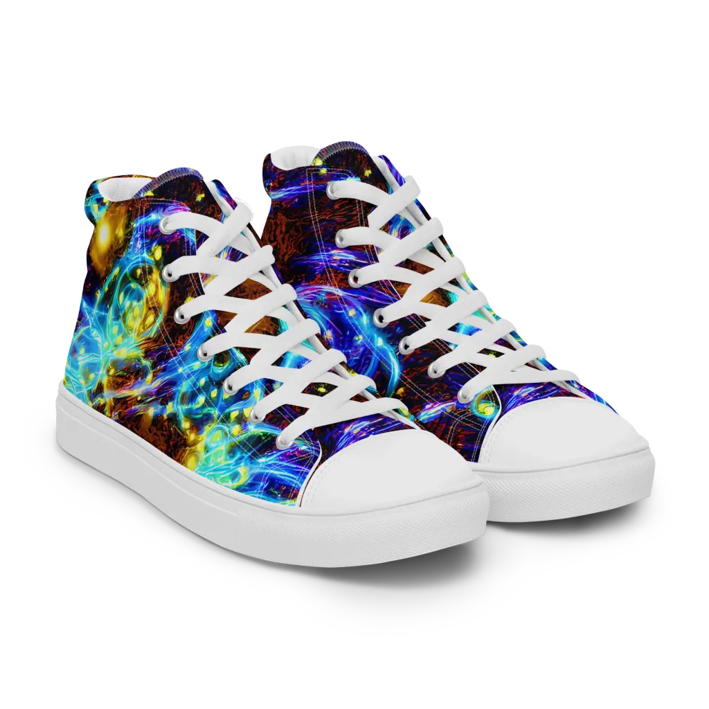 Neon Füssli on Men's High Top Canvas Shoes — Right Front