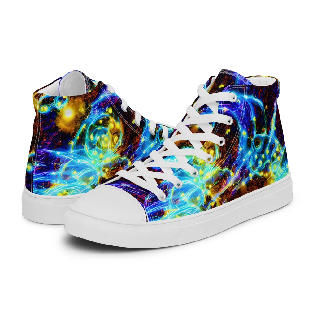 Neon Füssli on Men's High Top Canvas Shoes — Left