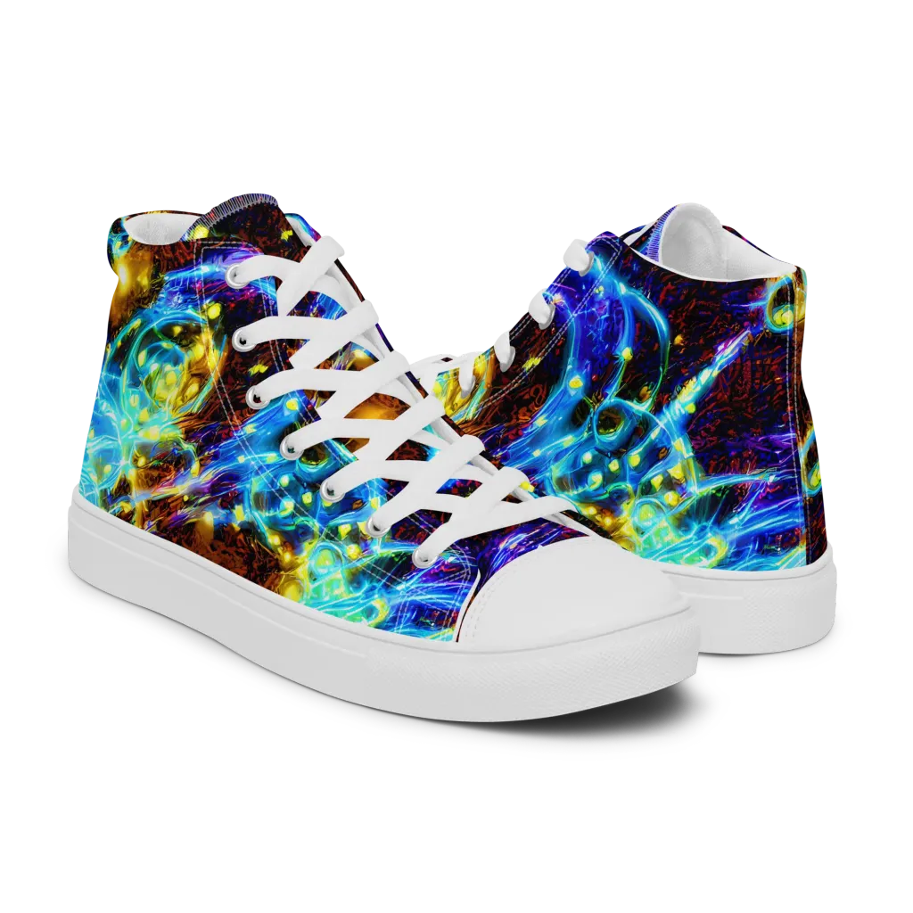 Neon Füssli on Men's High Top Canvas Shoes — Right