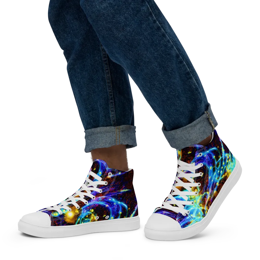 Neon Füssli on Men's High Top Canvas Shoes — Left