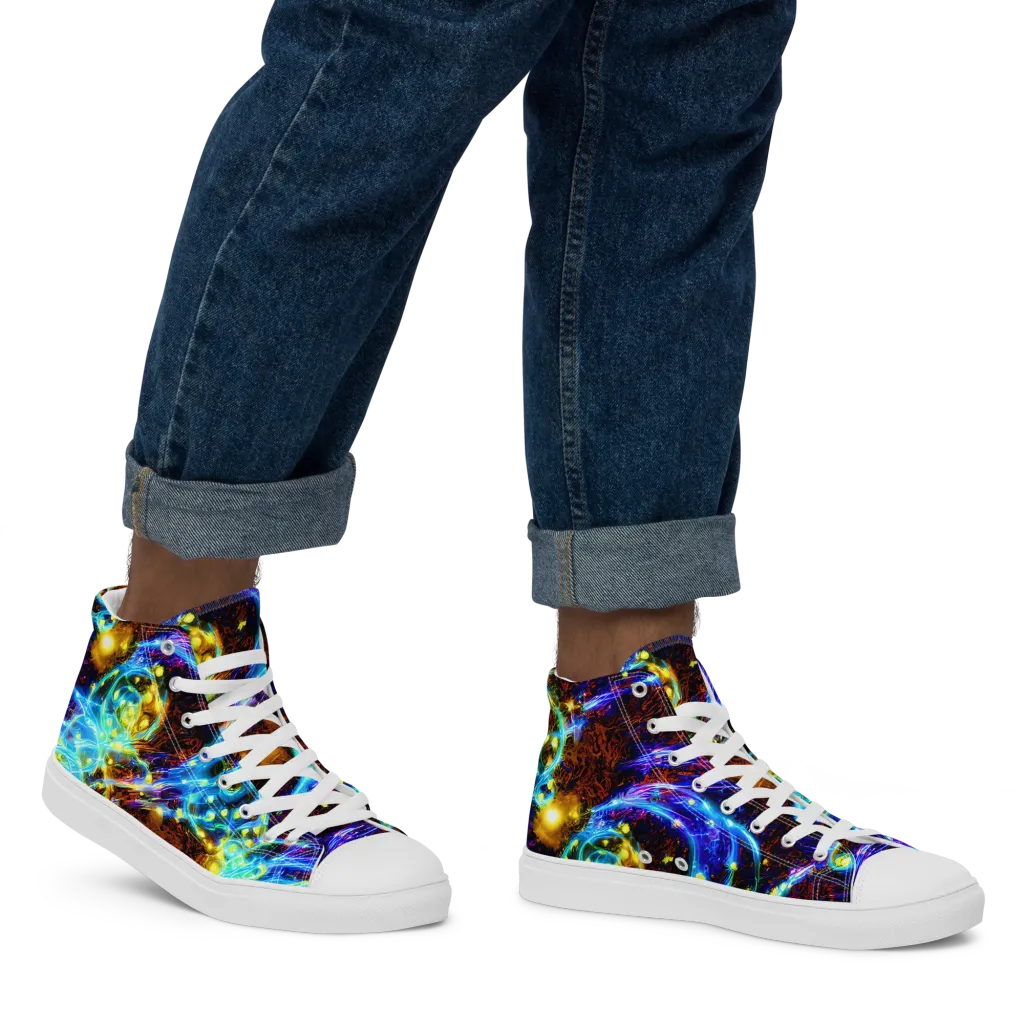 Neon Füssli on Men's High Top Canvas Shoes — Right