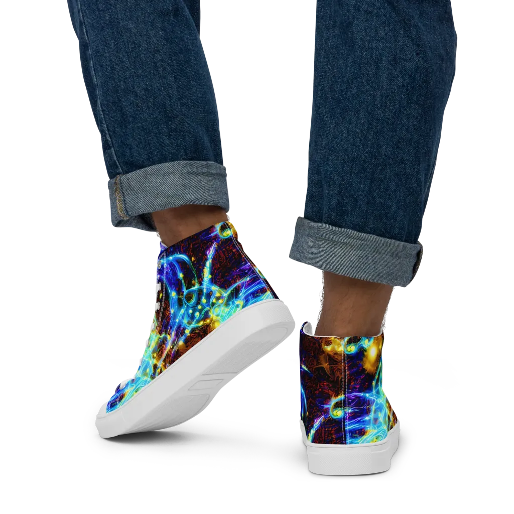Neon Füssli on Men's High Top Canvas Shoes — Back