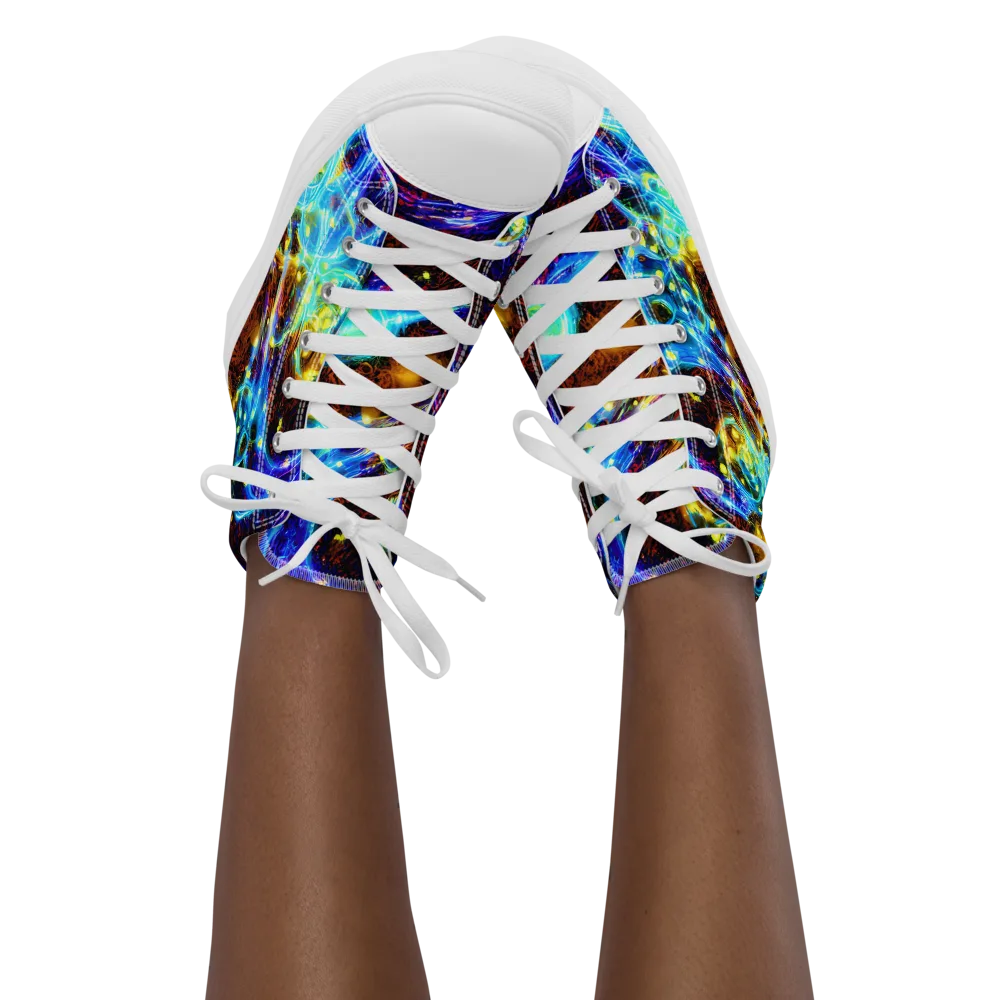 Neon Füssli on Women's High Top Canvas Shoes — Front