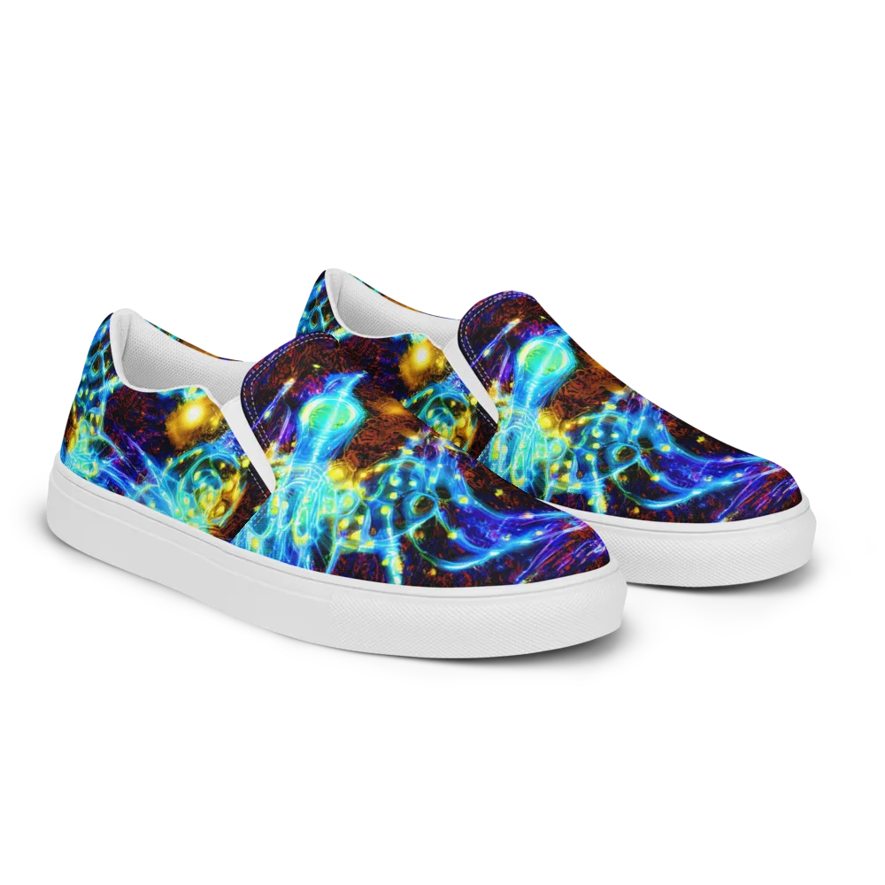 Neon Füssli on Men's Slip-On Canvas Shoes — Right Front