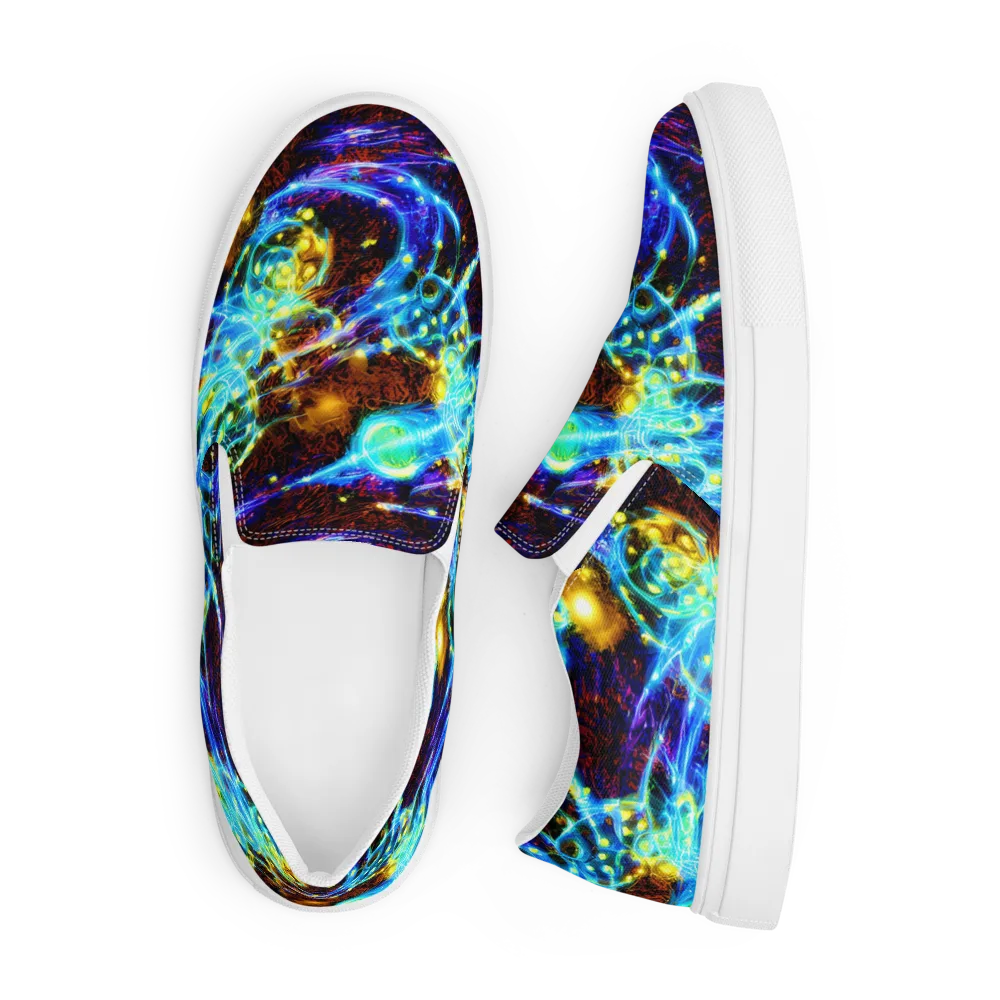Neon Füssli on Men's Slip-On Canvas Shoes — Front