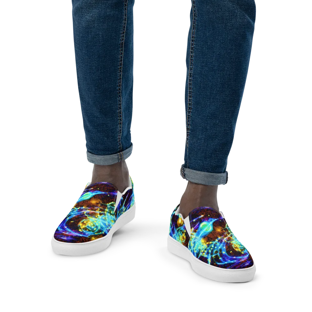 Neon Füssli on Men's Slip-On Canvas Shoes — Front