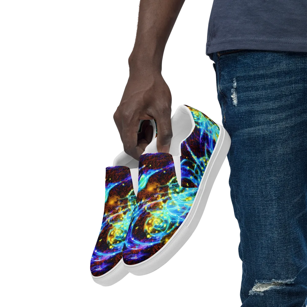Neon Füssli on Men's Slip-On Canvas Shoes — Left Front