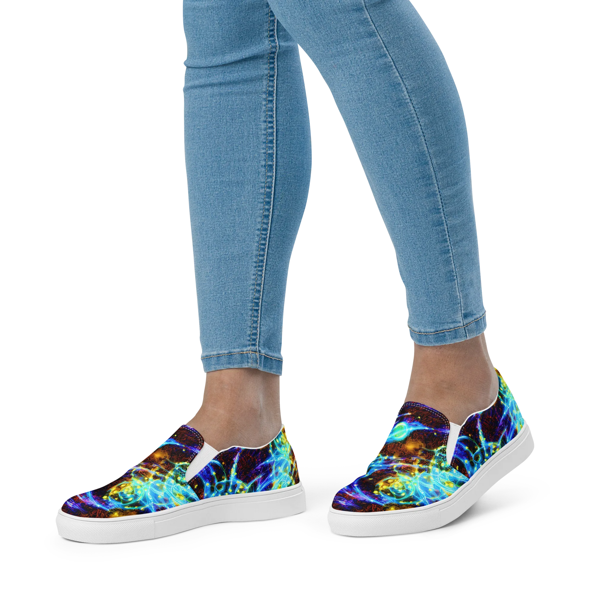 Neon Füssli on Women's Slip-On Canvas Shoes — Front