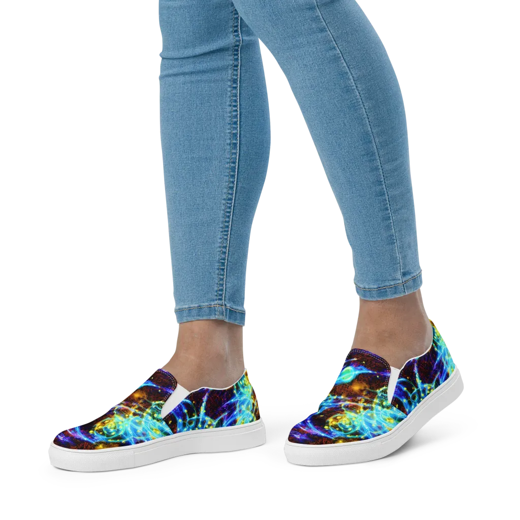Neon Füssli on Women's Slip-On Canvas Shoes — Front
