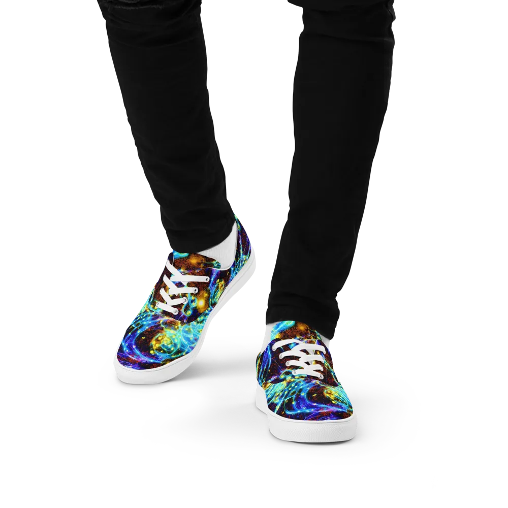 Neon Füssli on Men's Lace-Up Canvas Shoes — Front