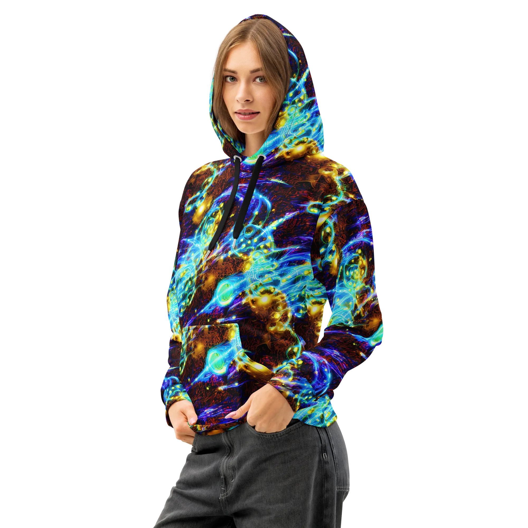 Neon Füssli on Cotton Hoodie — Left Front
