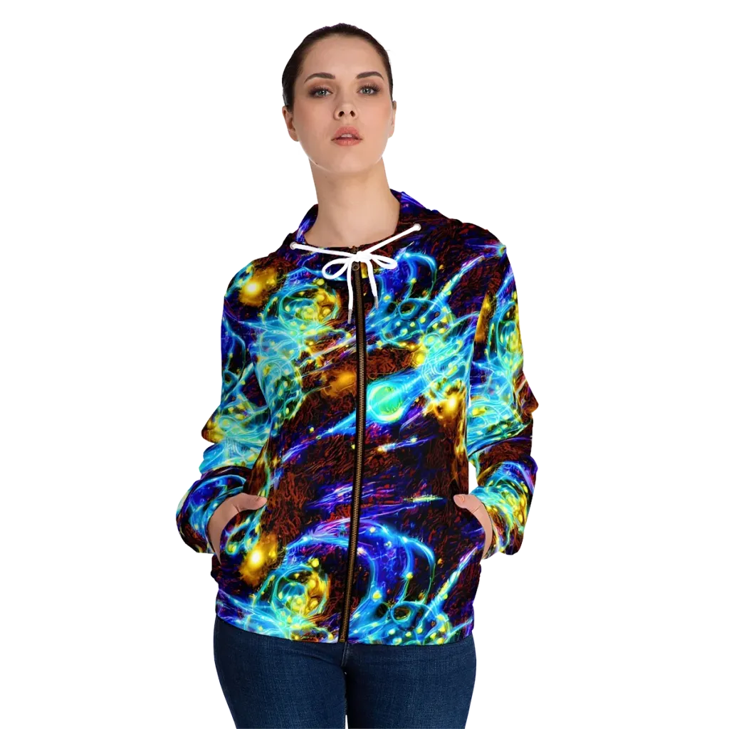 Neon Füssli on Women's Full-Zip Hoodie — Front On Person