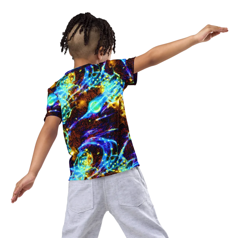 Neon Füssli on Kids Crew Neck T-Shirt — Back