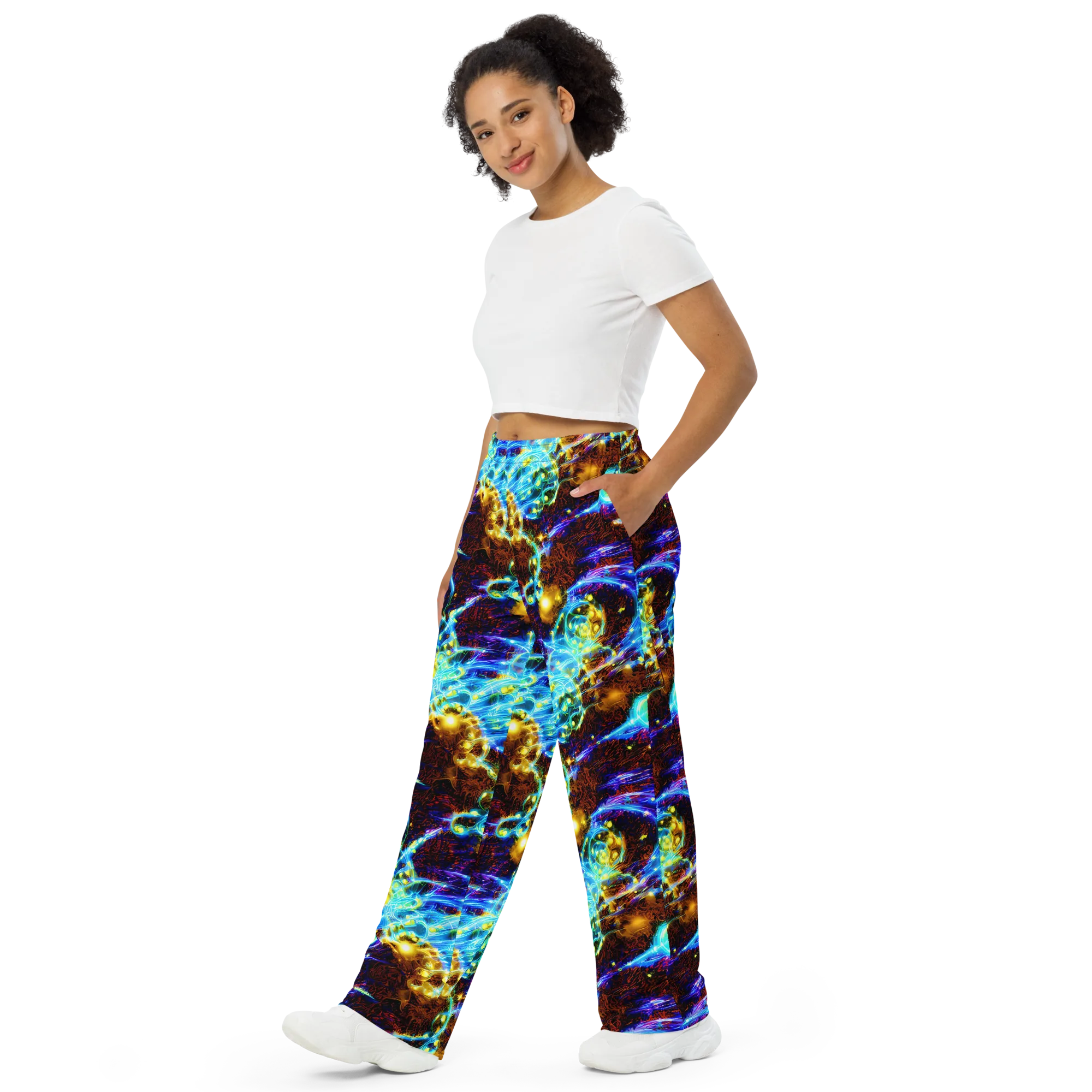 Neon Füssli on Wide-Leg Pants — Left Front