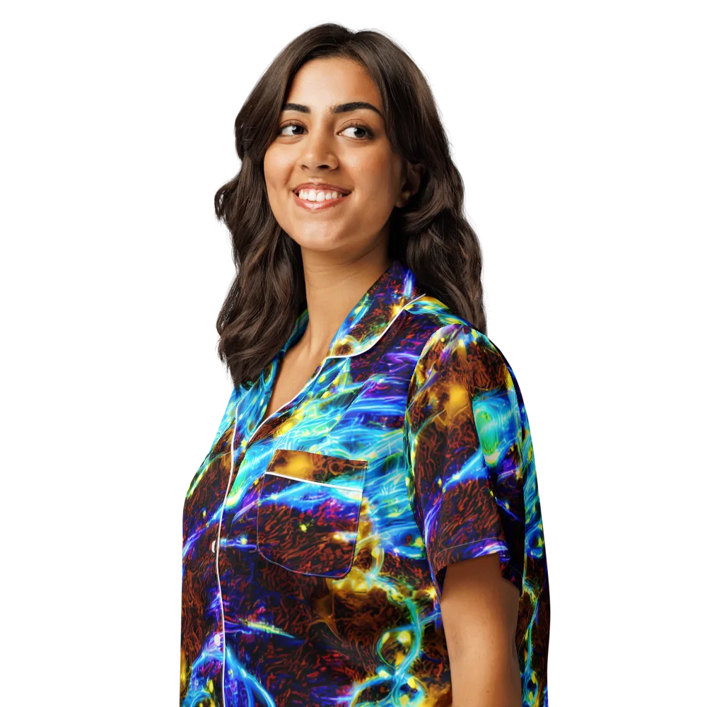 Neon Füssli on Women's Short Sleeve Pajama Top — Left Front