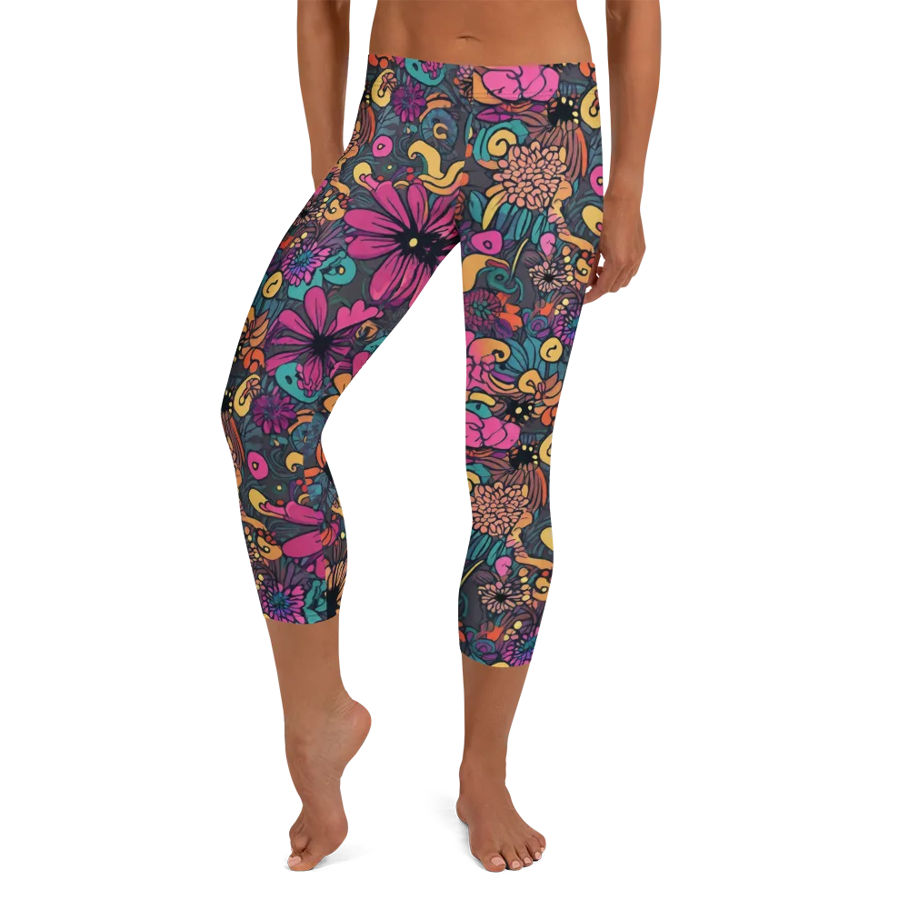 Chromatic Meadow on Capri Leggings — Front