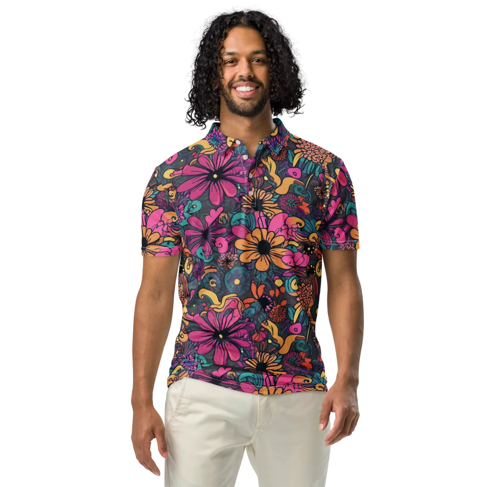 Chromatic Meadow on Men's Slim Fit Polo Shirt — Front