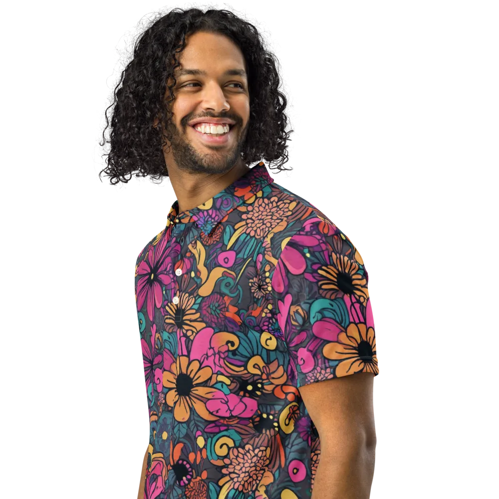 Chromatic Meadow on Men's Slim Fit Polo Shirt — Left Front