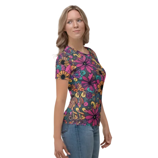 Chromatic Meadow on a Women's Crew Neck T-Shirt