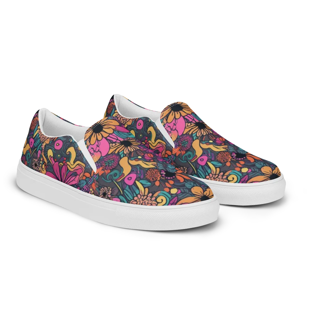 Chromatic Meadow on Men's Slip-On Canvas Shoes — Right Front