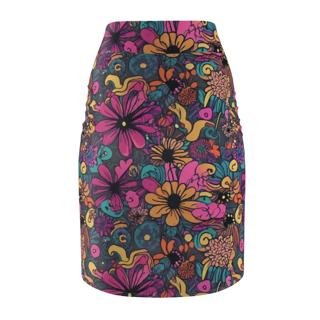 Chromatic Meadow on Pencil Skirt — Back