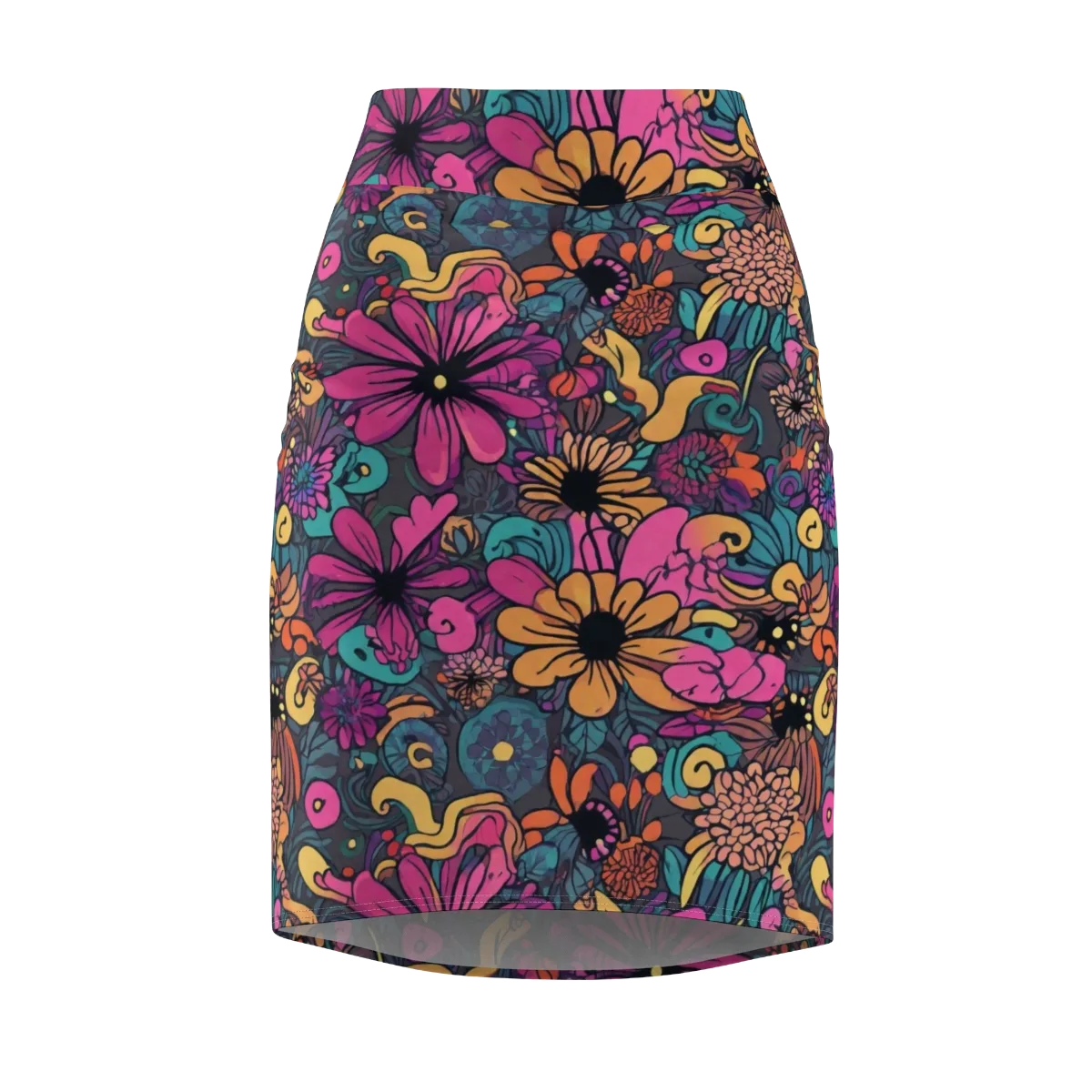 Chromatic Meadow on Pencil Skirt — Front