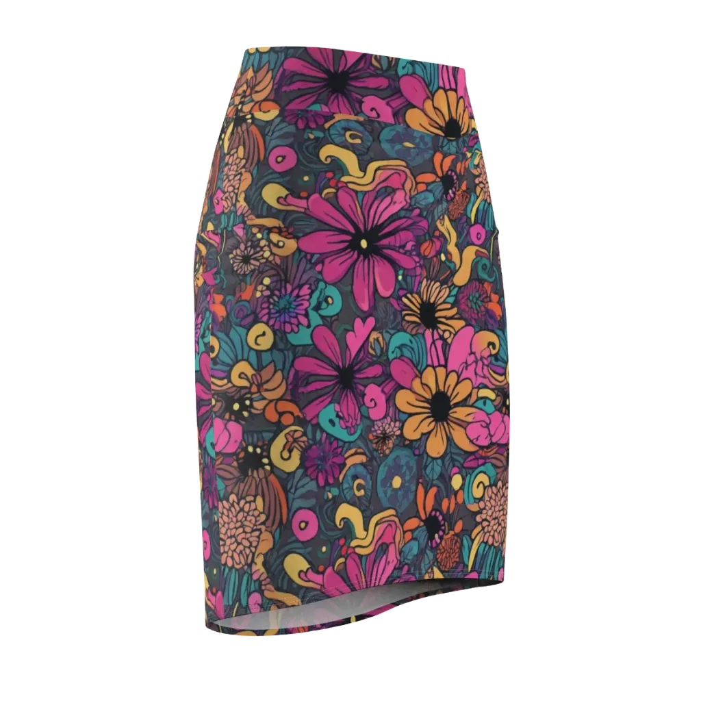 Chromatic Meadow on Pencil Skirt — Front Side