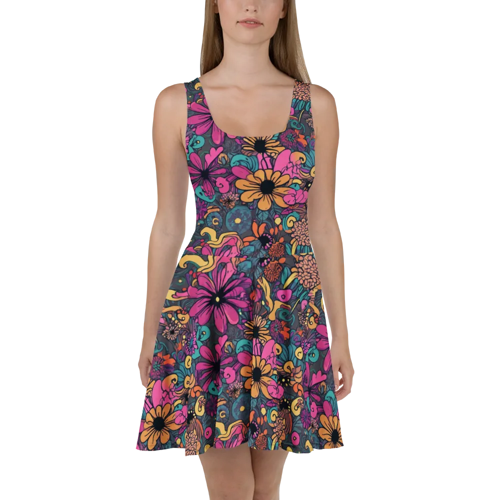 Chromatic Meadow on Skater Dress — Front