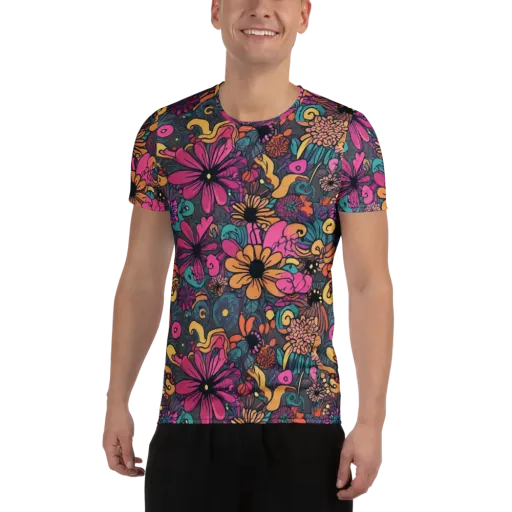 Chromatic Meadow on a Men's Athletic T-Shirt
