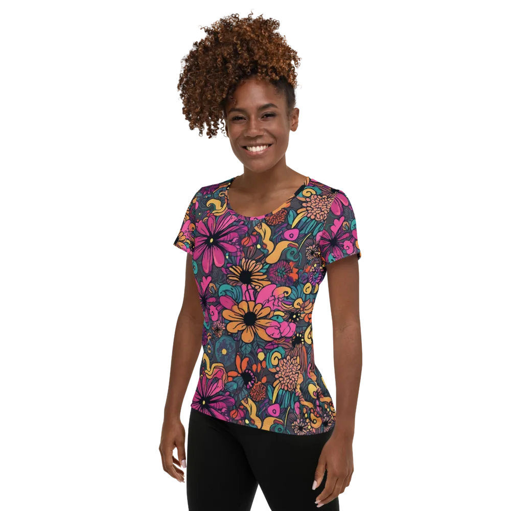 Chromatic Meadow on Women's Athletic T-Shirt — Left