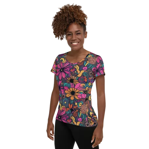 Chromatic Meadow on a Women's Athletic T-Shirt