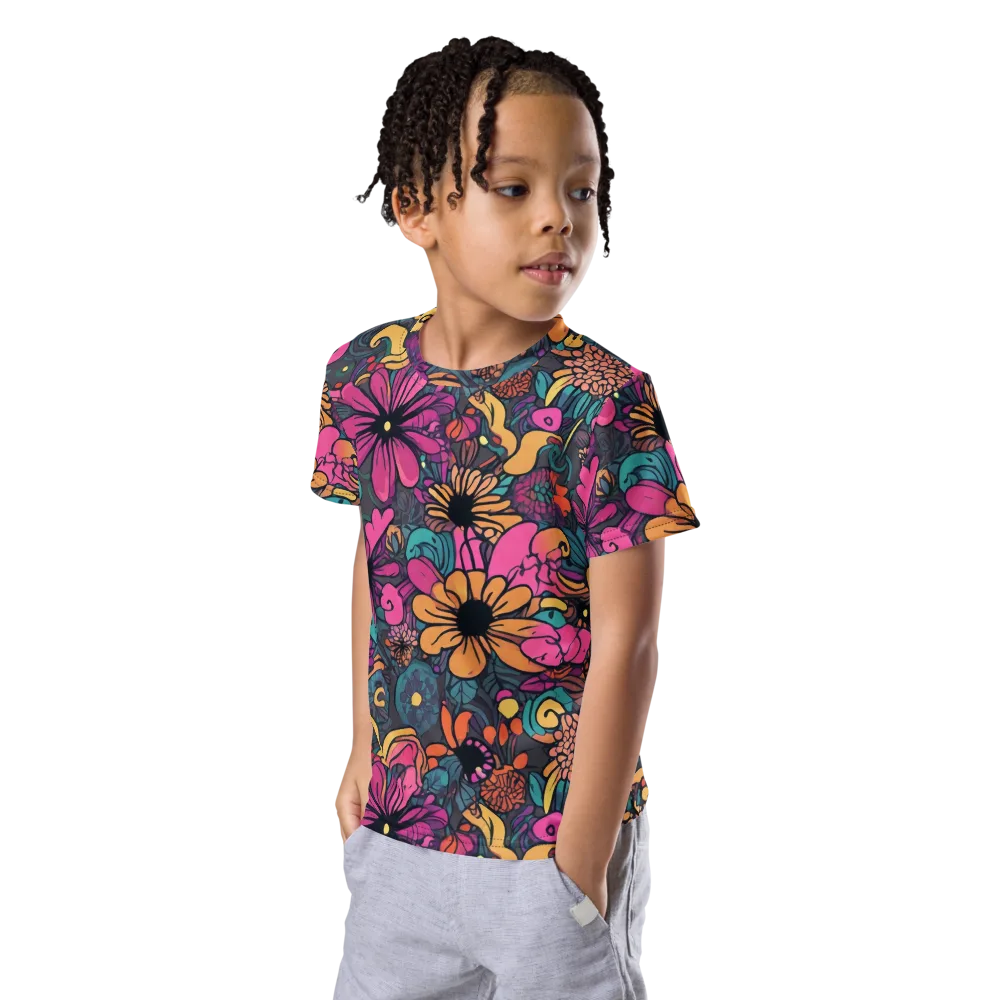 Chromatic Meadow on Kids Crew Neck T-Shirt — Left Front
