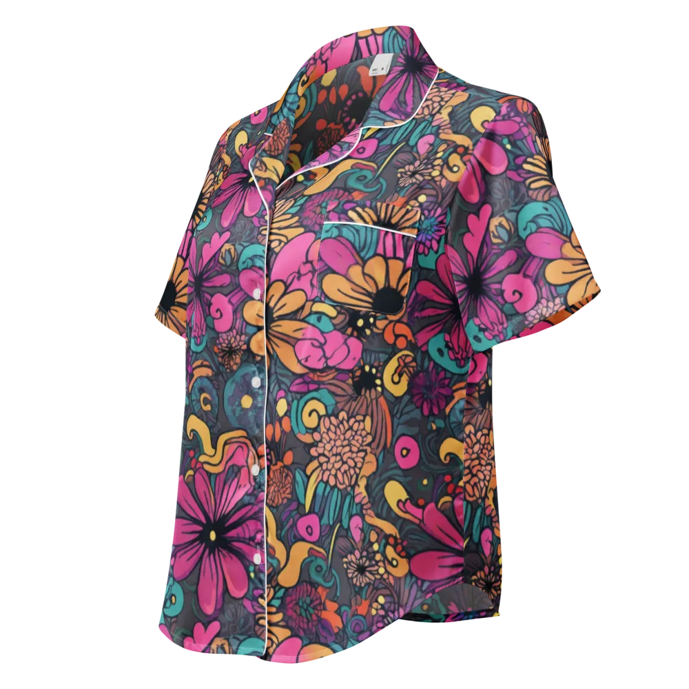 Chromatic Meadow on Women's Short Sleeve Pajama Top — Left Front